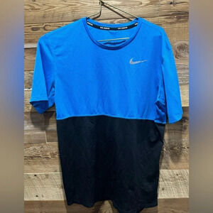 Nike Dri-Fit Running  Mesh Short Sleeve Shirt Blue Black USM soccer running gym